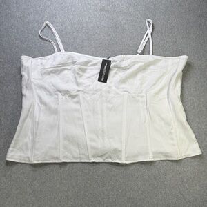 PrettyLittleThing Plus White Structured Corset Top Size 24 NWT‎